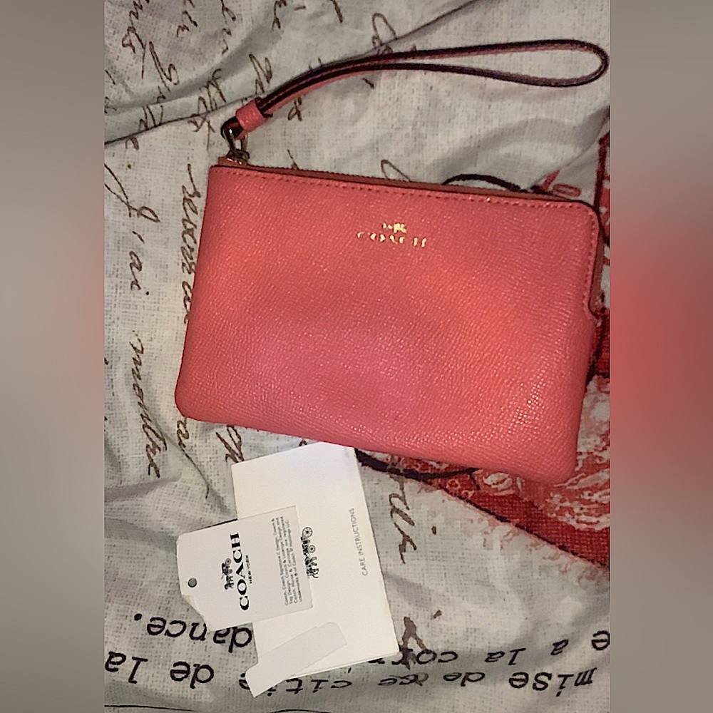 Coach Pink Leather Clutch Wristlet